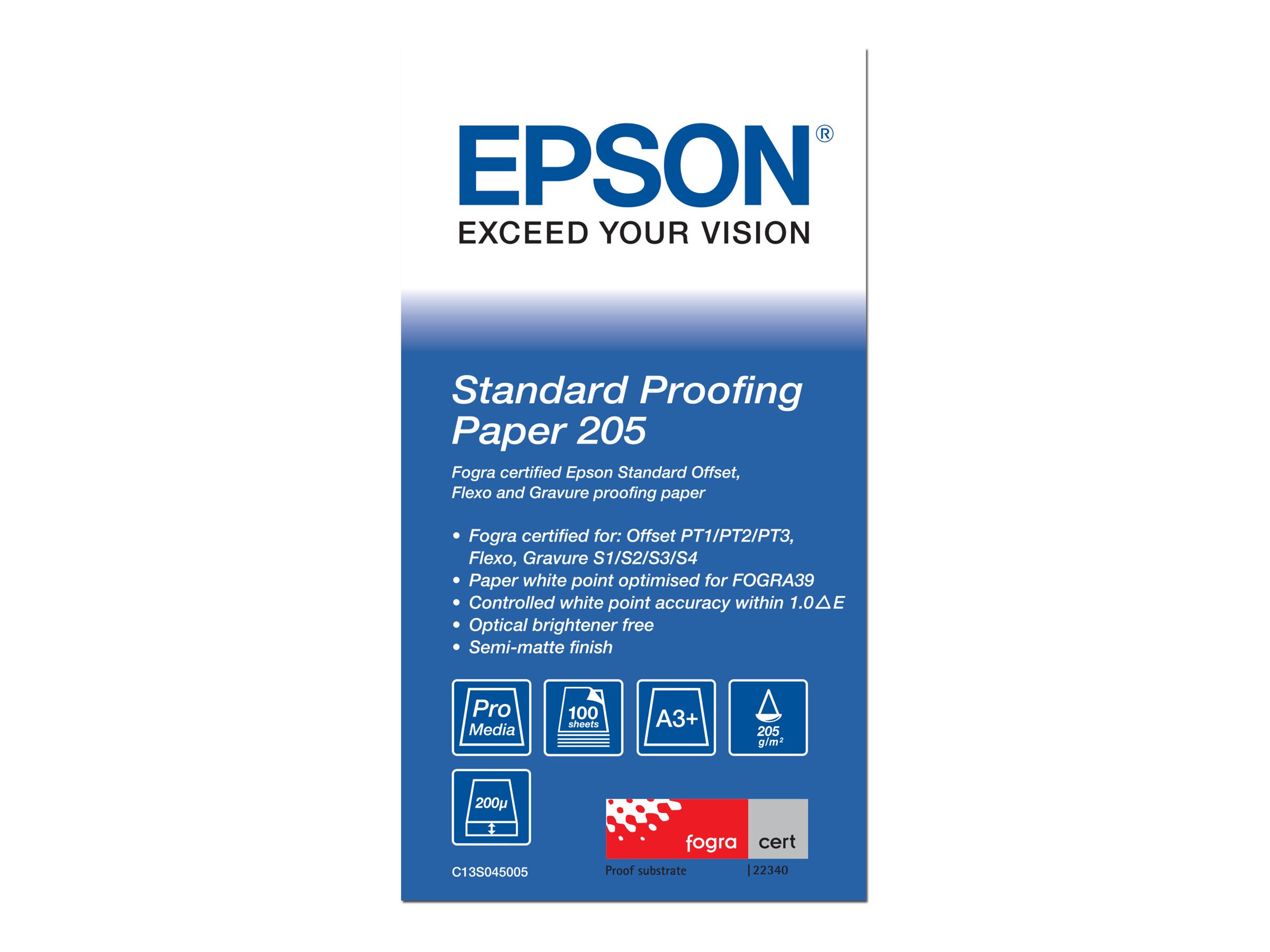 Epson C13S045005 Standard Proofing Paper, A3+, 100 lapų, 205 g/m2
