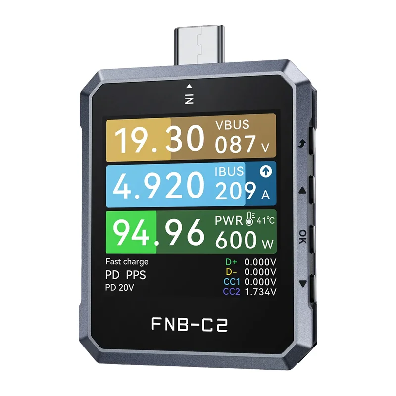 FNIRSI FNB-C2 USB-C maitinimo parametrų testeris