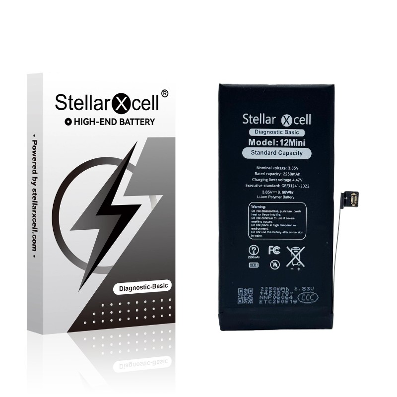 Akumuliatorius StellarXcell Diagnostic Apple iPhone 12 mini 2227mAh (standartinė talpa + aukštos kokybės BMS kopija)