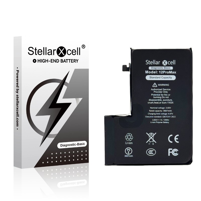 Akumuliatorius StellarXcell Diagnostic Apple iPhone 12 Pro Max 3687mAh (standartinė talpa + aukštos kokybės BMS kopija)