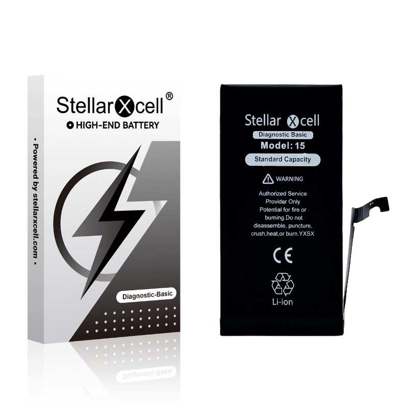 Akumuliatorius StellarXcell Diagnostic Apple iPhone 15 3349mAh (standartinė talpa + aukštos kokybės BMS kopija)