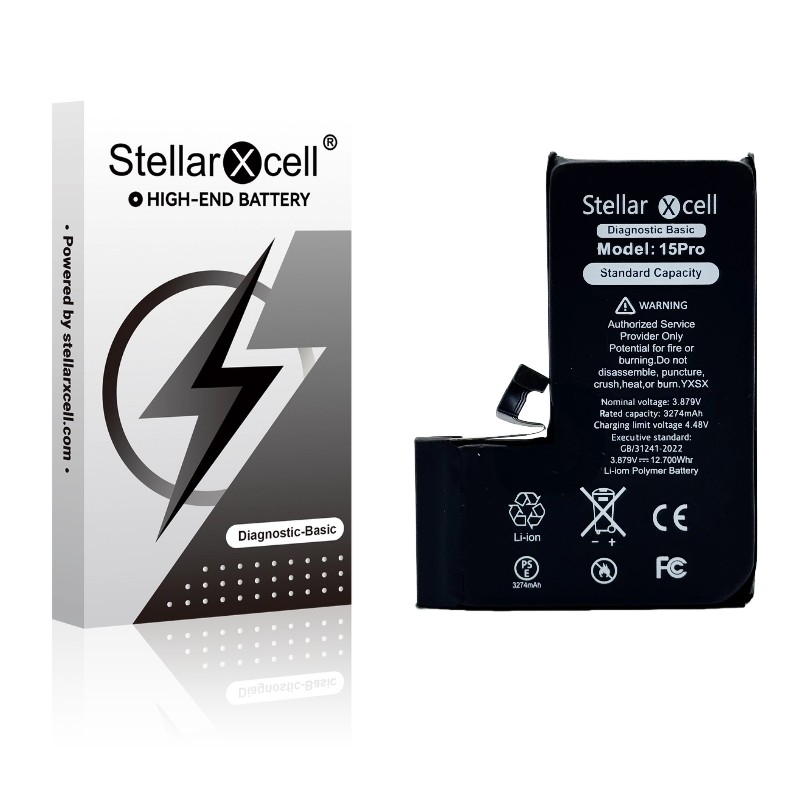 Akumuliatorius StellarXcell Diagnostic Apple iPhone 15 Pro 3274mAh (standartinė talpa + aukštos kokybės BMS kopija)