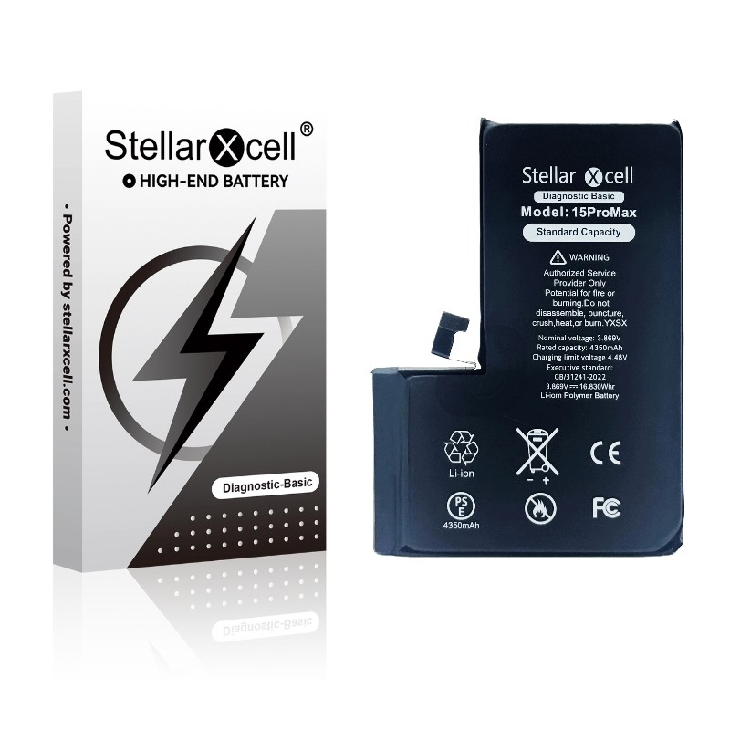 Akumuliatorius StellarXcell Diagnostic Apple iPhone 15 Pro Max 4422mAh (standartinė talpa + aukštos kokybės BMS kopija)