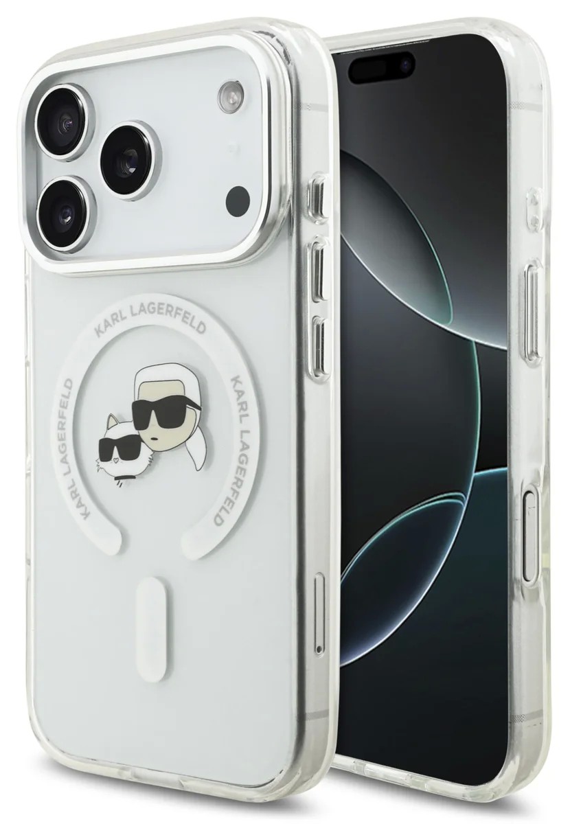 Dėklas Karl Lagerfeld IML K&CH Heads Metal Frame MagSafe Apple iPhone 17 Pro Max