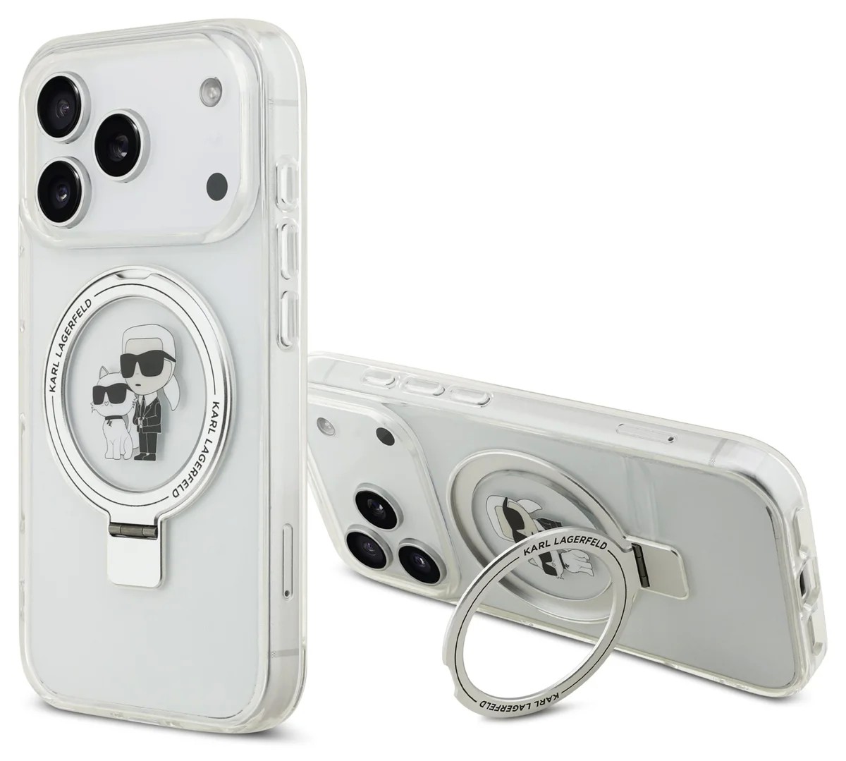 Dėklas Karl Lagerfeld Ringstand Karl and Choupette MagSafe Apple iPhone 17 Pro Max