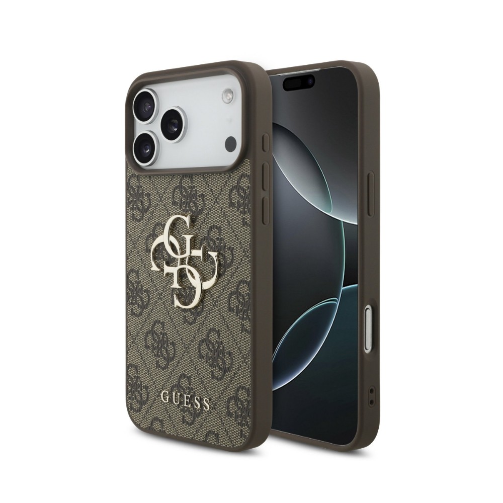 Dėklas Guess PU 4G Metal Logo Apple iPhone 18 Pro rudas