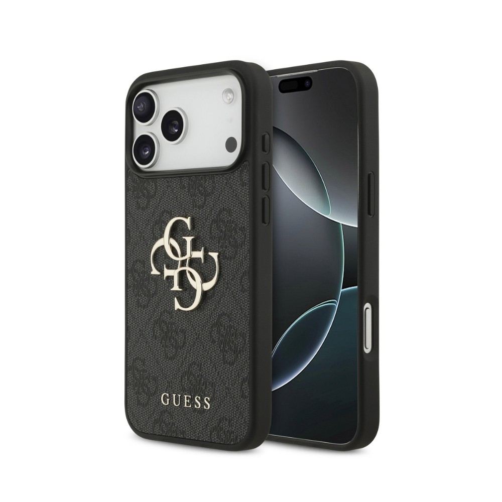 Dėklas Guess PU 4G Metal Logo Apple iPhone 18 Pro Max pilkas