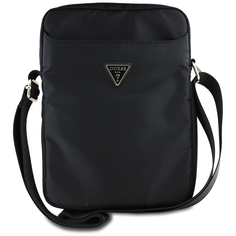 „Guess GUTB10NTMLBK Nylon Triangle Logo“ 10 col. planšetinio kompiuterio rankinė per petį – juoda