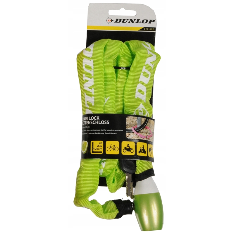 Dunlop grandininė dviračio spyna, 120 cm, žalia
