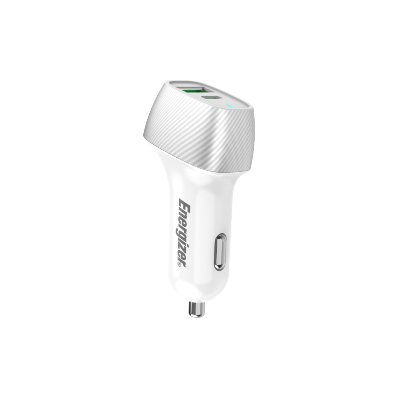 Автомобильное зарядное устройство Energizer Ultimate D38WS, USB-C + USB-A, 38 W PD + QC 3,0, бело-серебристый
