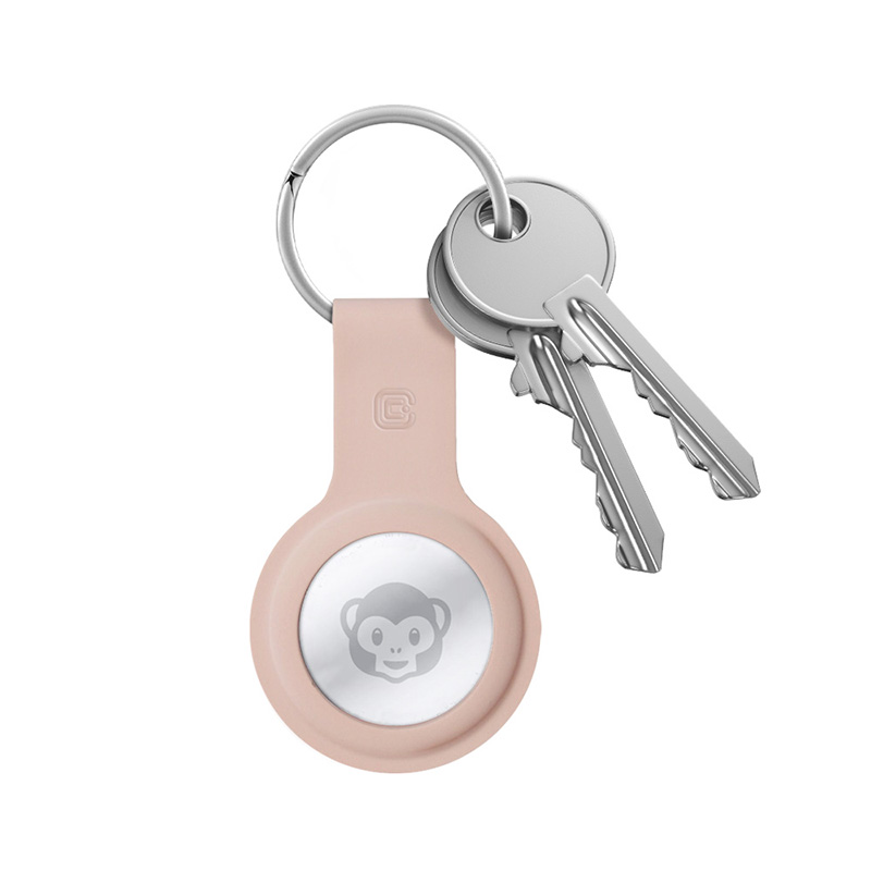 Crong Silicone dėklas, skirtas Apple AirTag 1 / 2, su žiedu raktams, smėlio rausvas