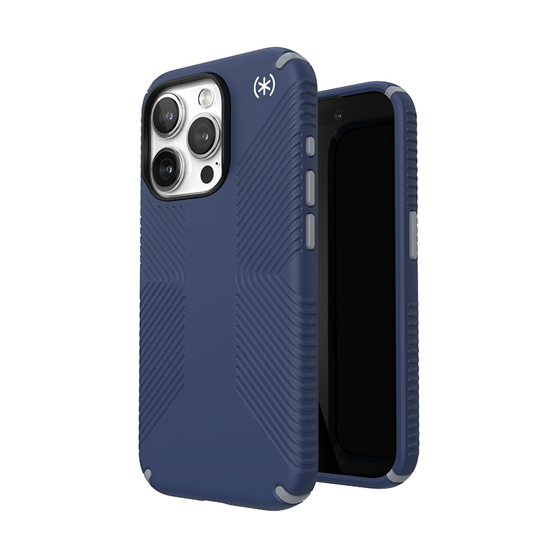 Speck Presidio2 Grip dėklas, skirtas iPhone 15 Pro, „Coastal Blue / Dust Grey“ spalvos