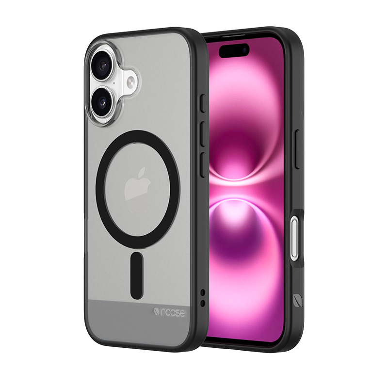 Incase Slim Case dėklas su MagSafe, skirtas iPhone 16, juodas permatomas