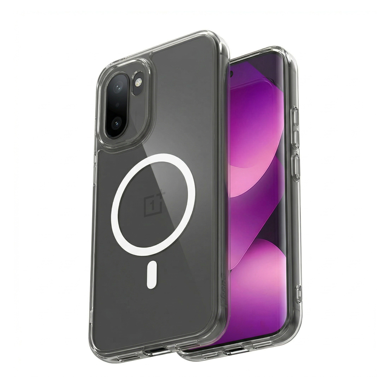 Crong Hybrid Clear Magnetic MagSafe dėklas, skirtas OnePlus 15R, skaidrus