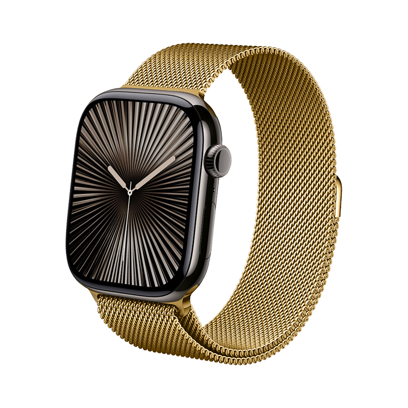 Crong Milano Steel nerūdijančiojo plieno dirželis, skirtas Apple Watch 44 / 45 / 46 / 49 mm, aukso spalvos