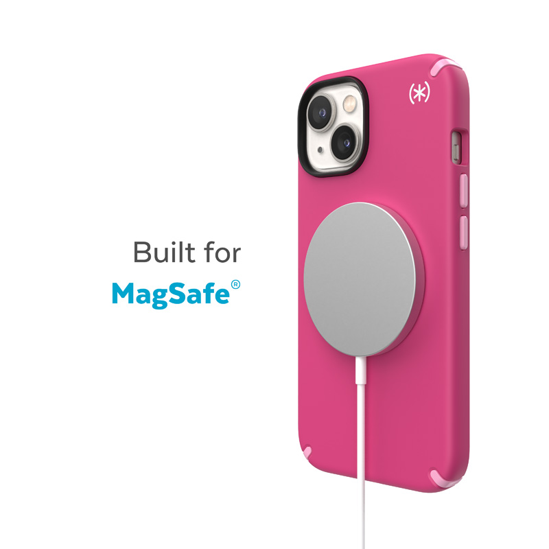 Чехол Speck Presidio2 Pro + MagSafe для iPhone 15 Plus / 14 Plus, с антимикробной защитой Microban, цветовая комбинация «Digital Pink / Blossom Pink / White»