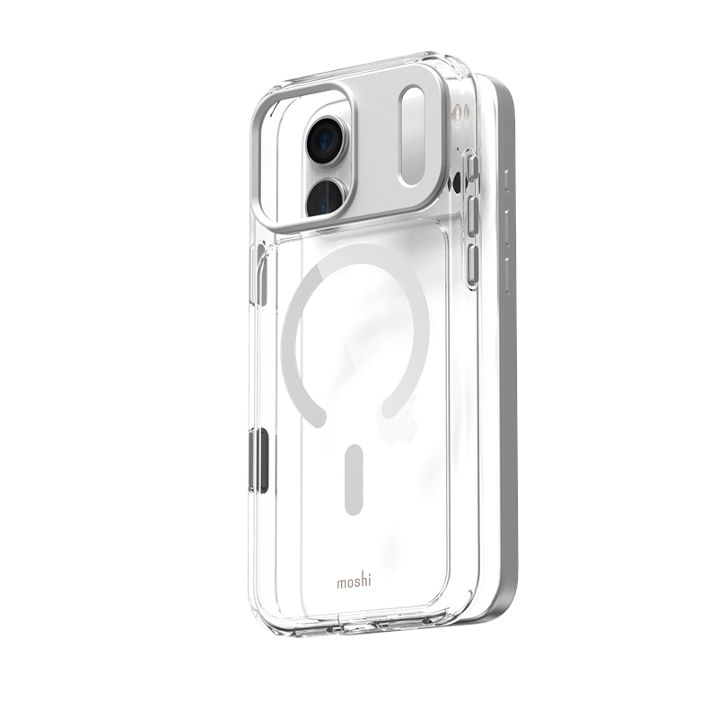 Moshi iGlaze MagSafe dėklas, skirtas iPhone 17 Pro Max, „Luna Silver“ spalvos