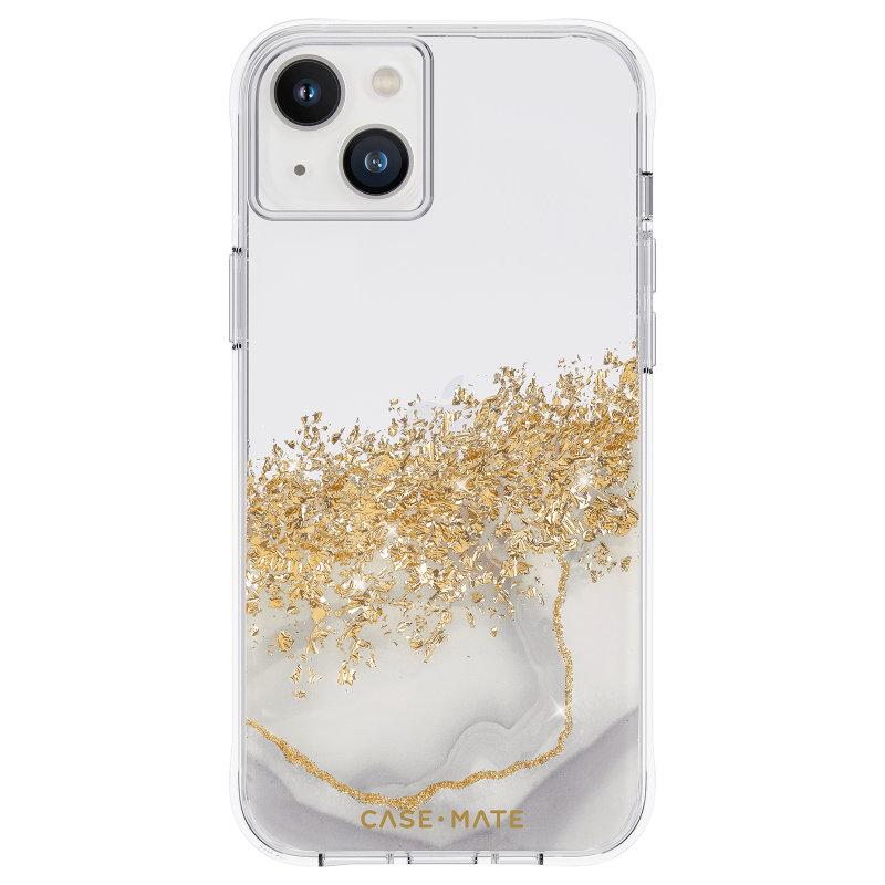 Case-Mate Karat Marble balto marmuro rašto dėklas su aukso folijos detalėmis, skirtas iPhone 14 Plus
