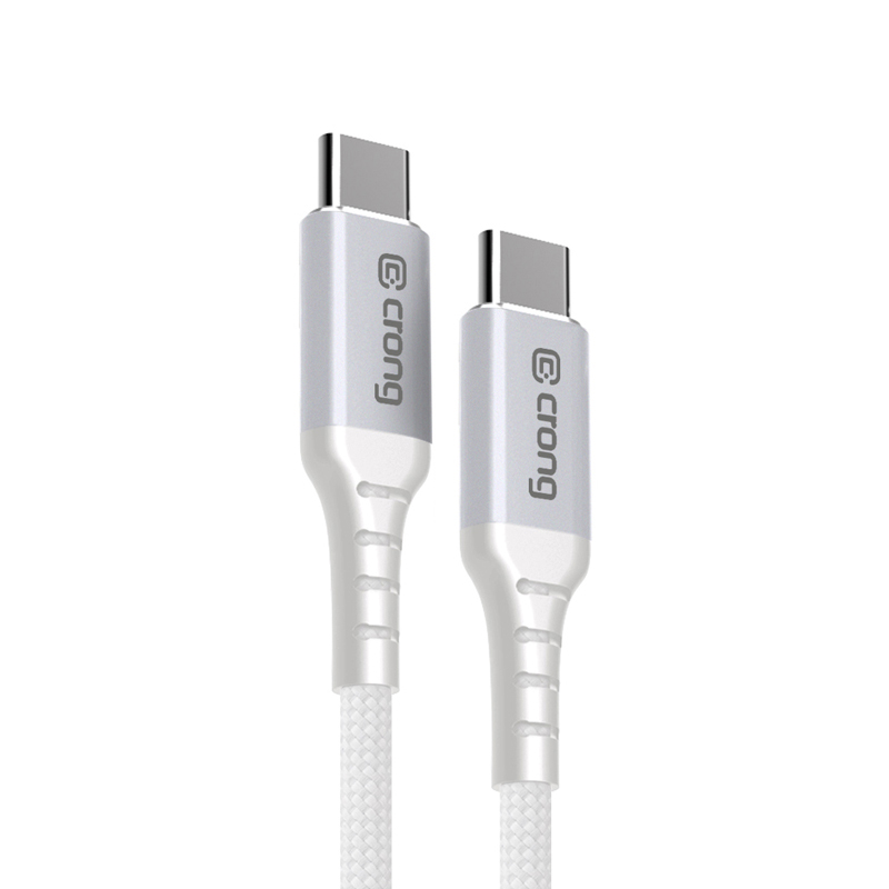 Crong Armor Link USB-C–USB-C laidas, 2 m, 100 W PD, 5 A, baltas
