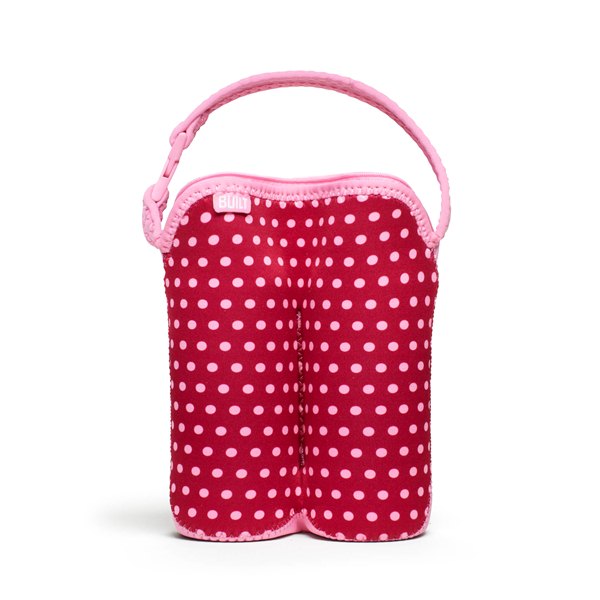 BUILT Bottle Buddy izoterminis neopreno krepšys dviem buteliukams, Baby Pink Mini Dots