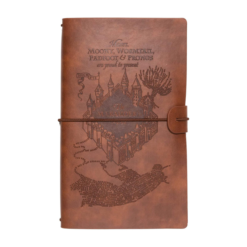 Harry Potter odinė kelioninė užrašinė, 12 × 19,6 cm, ruda