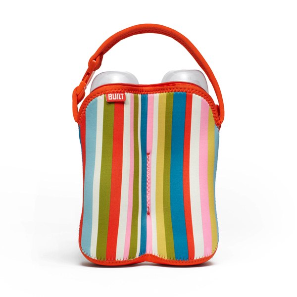 BUILT Bottle Buddy izoterminis neopreno krepšys dviem buteliukams, Baby Pink Stripe