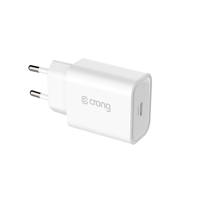 Crong USB-C Travel Charger 20 W PD sieninis įkroviklis, baltas