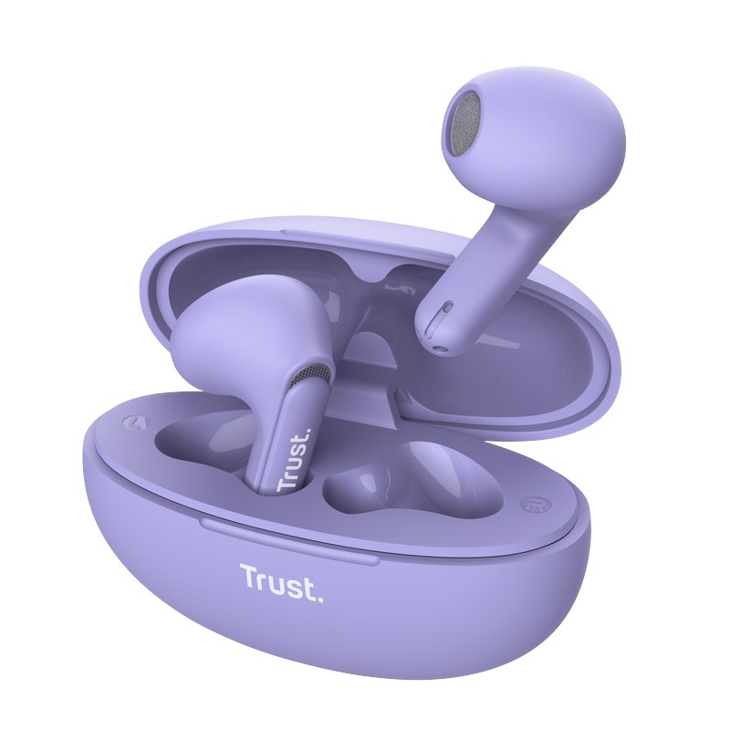 Trust Yavi Bluetooth TWS belaidės į ausis įdedamos ausinės su ENC, violetinės