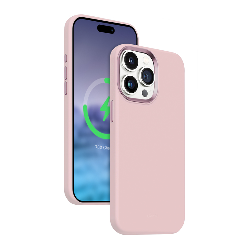 Crong Color Cover LUX Magnetic dėklas, skirtas iPhone 15 Pro, suderinamas su MagSafe, rožinis