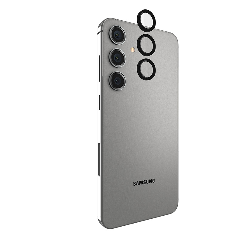 Case-Mate Aluminum Ring Lens Protector apsauginis kameros lęšių stiklas, skirtas Samsung Galaxy S24+, juodas
