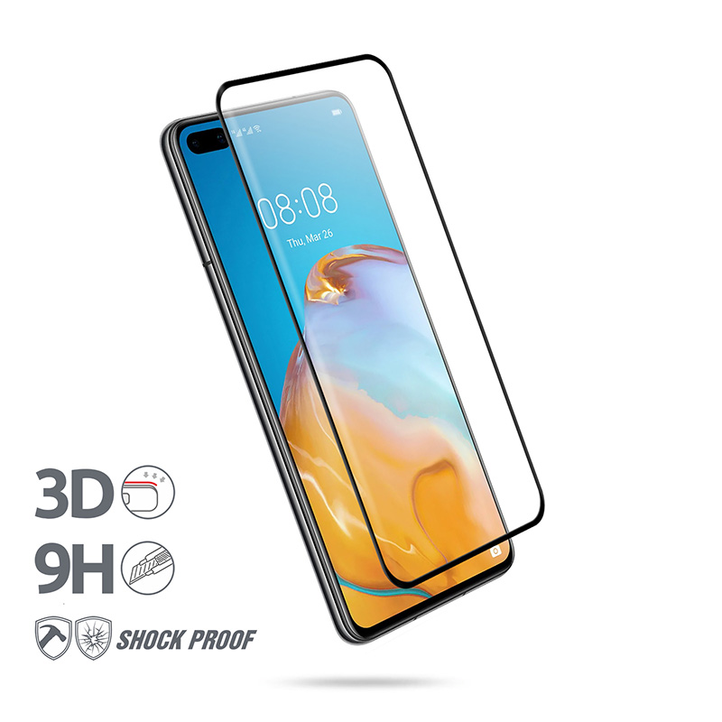 Crong 3D Armor Glass 9H grūdintas apsauginis ekrano stiklas, skirtas Huawei P40, su montavimo rėmeliu