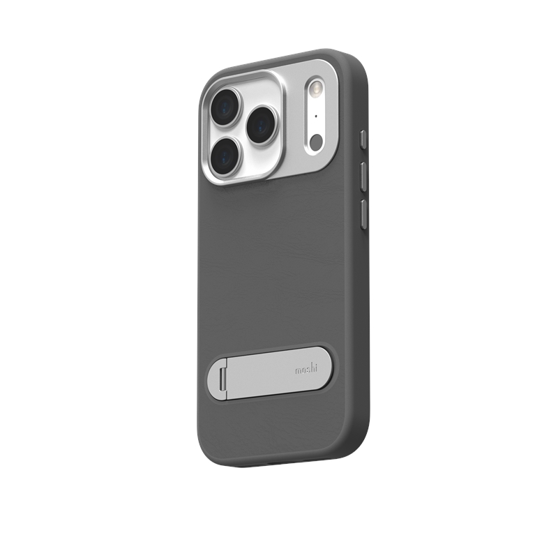 Moshi Kameleon MagSafe dėklas, skirtas iPhone 17 Pro, su atrama, „Midnight Gray“ spalvos
