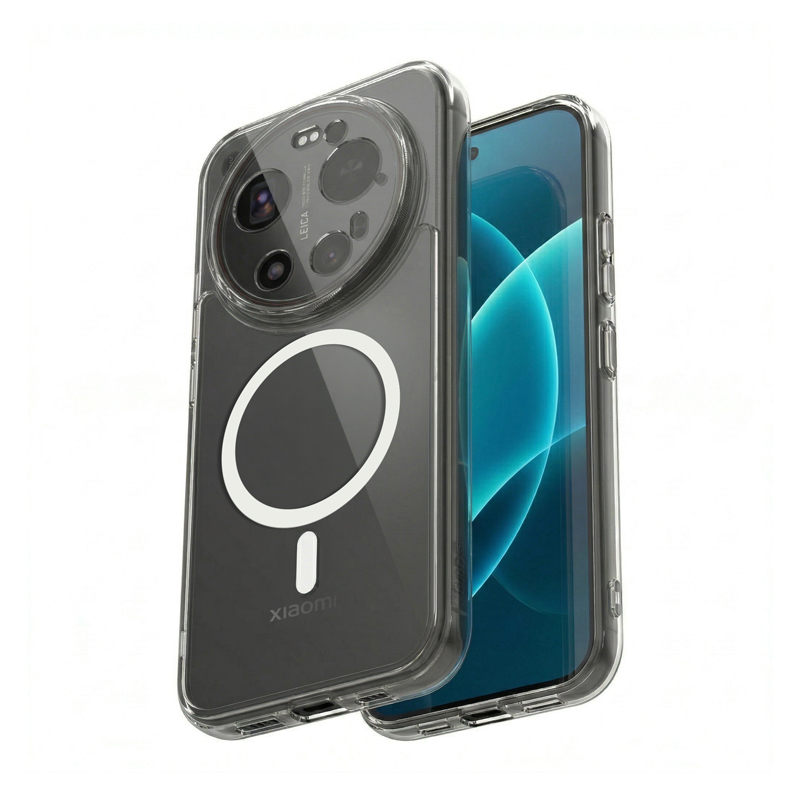 Crong Hybrid Clear Magnetic MagSafe dėklas, skirtas Xiaomi 17 Ultra, skaidrus