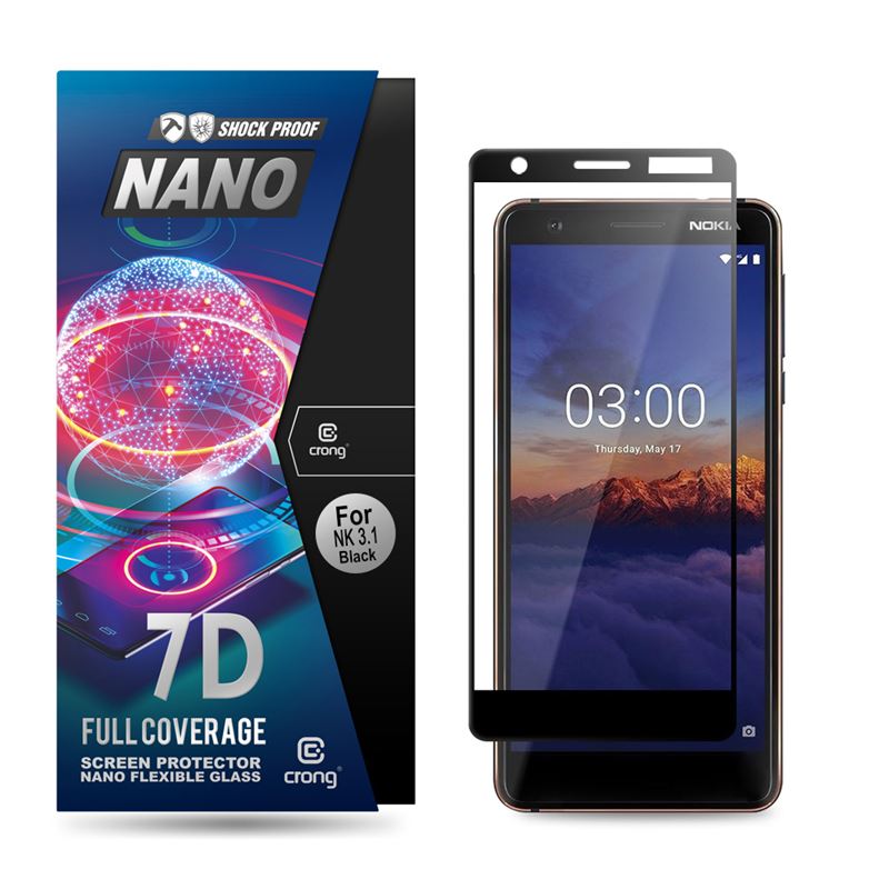 Crong 7D Nano Flexible Glass 9H hibridinis ekrano stiklas, skirtas Nokia 3.1