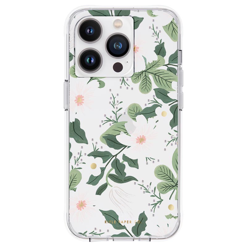 Rifle Paper Clear dėklas, skirtas iPhone 14 Pro, „Willow“ rašto