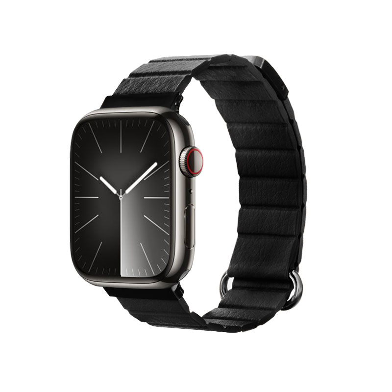 Crong Eclipse magnetinis eko odos dirželis, skirtas Apple Watch 44 / 45 / 46 / 49 mm, juodas