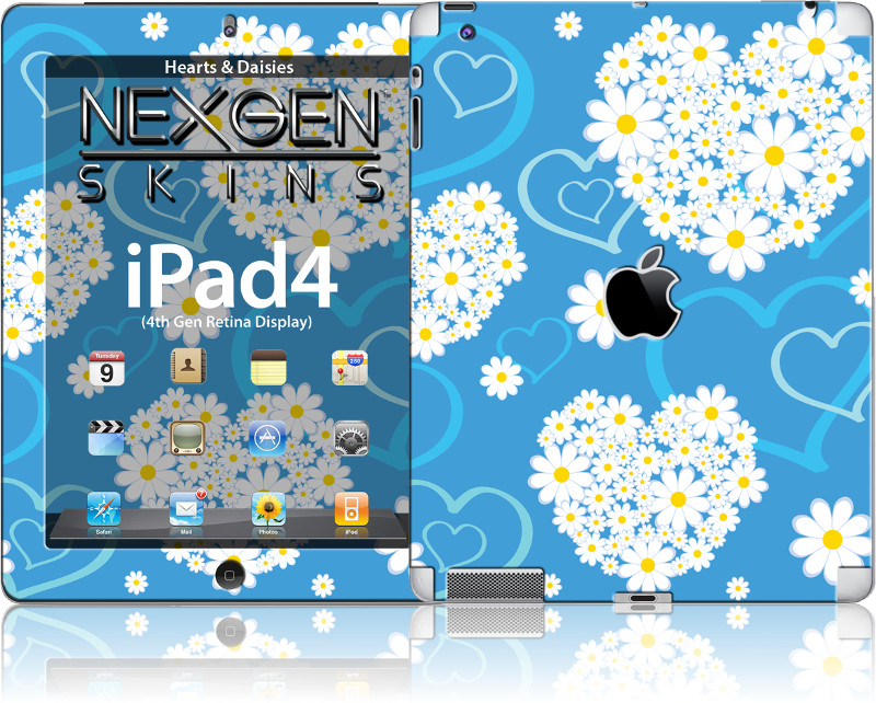 Nexgen „Hearts and Daisies 3D“ dekoratyvinių lipdukų komplektas, skirtas iPad 2/3/4