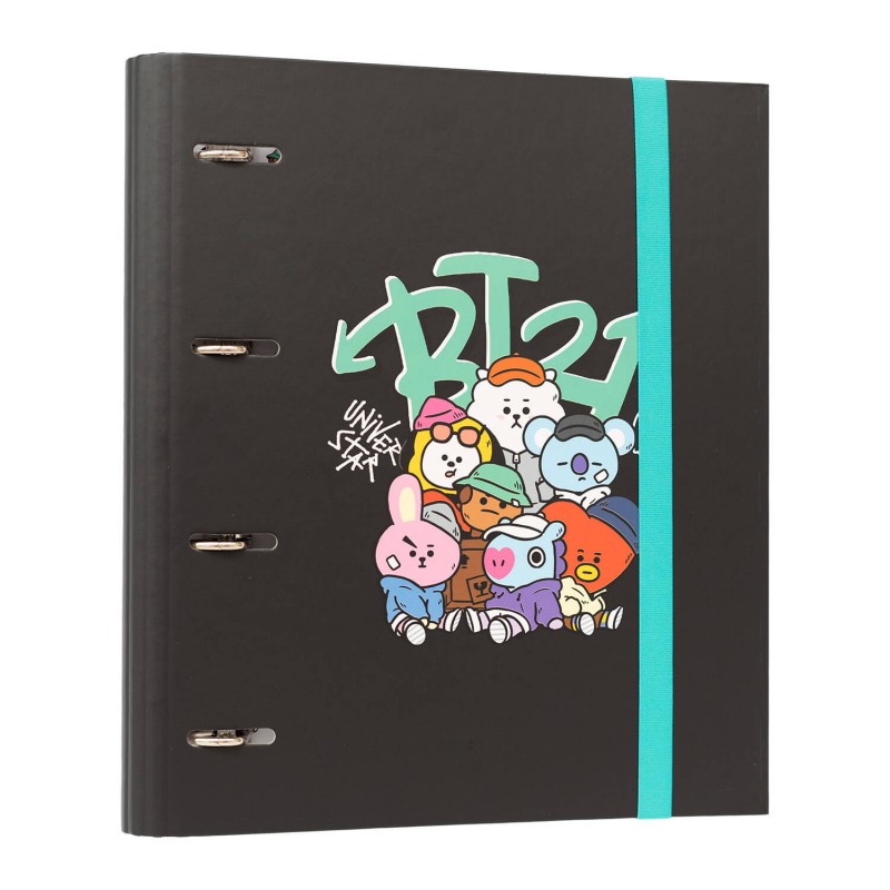 BT21 Street Mood A4 segtuvas su 4 žiedais ir elastine juostele