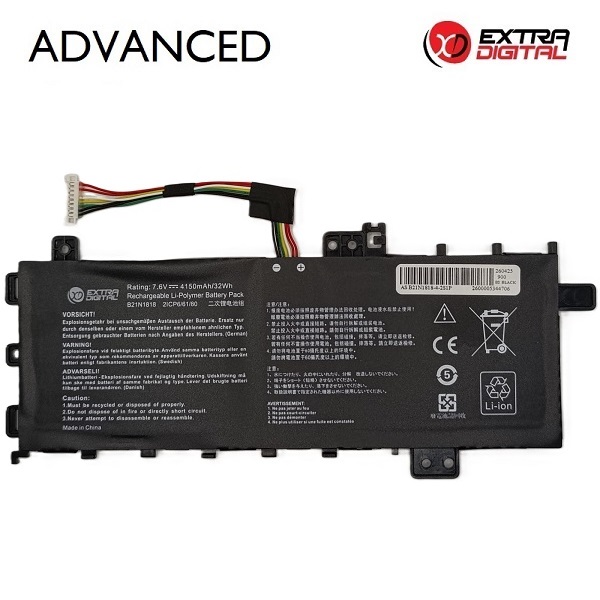 Nešiojamo kompiuterio baterija ASUS C21N1818-1, 4150mAh, Extra Digital Advanced
