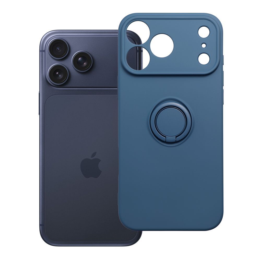 Silikoninis „Ring“ dėklas, skirtas „iPhone 17 Pro Max / 18 Pro Max“ – tamsiai mėlynas