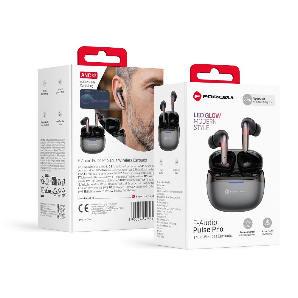 Forcell F-Audio Pulse Pro ANC + ENC Wireless In-Ear TWS Earbuds black