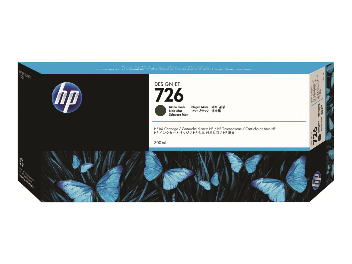 Originali HP 726 DesignJet rašalo kasetė (CH575A), matinė juoda, 300ml, skirta DesignJet T1200