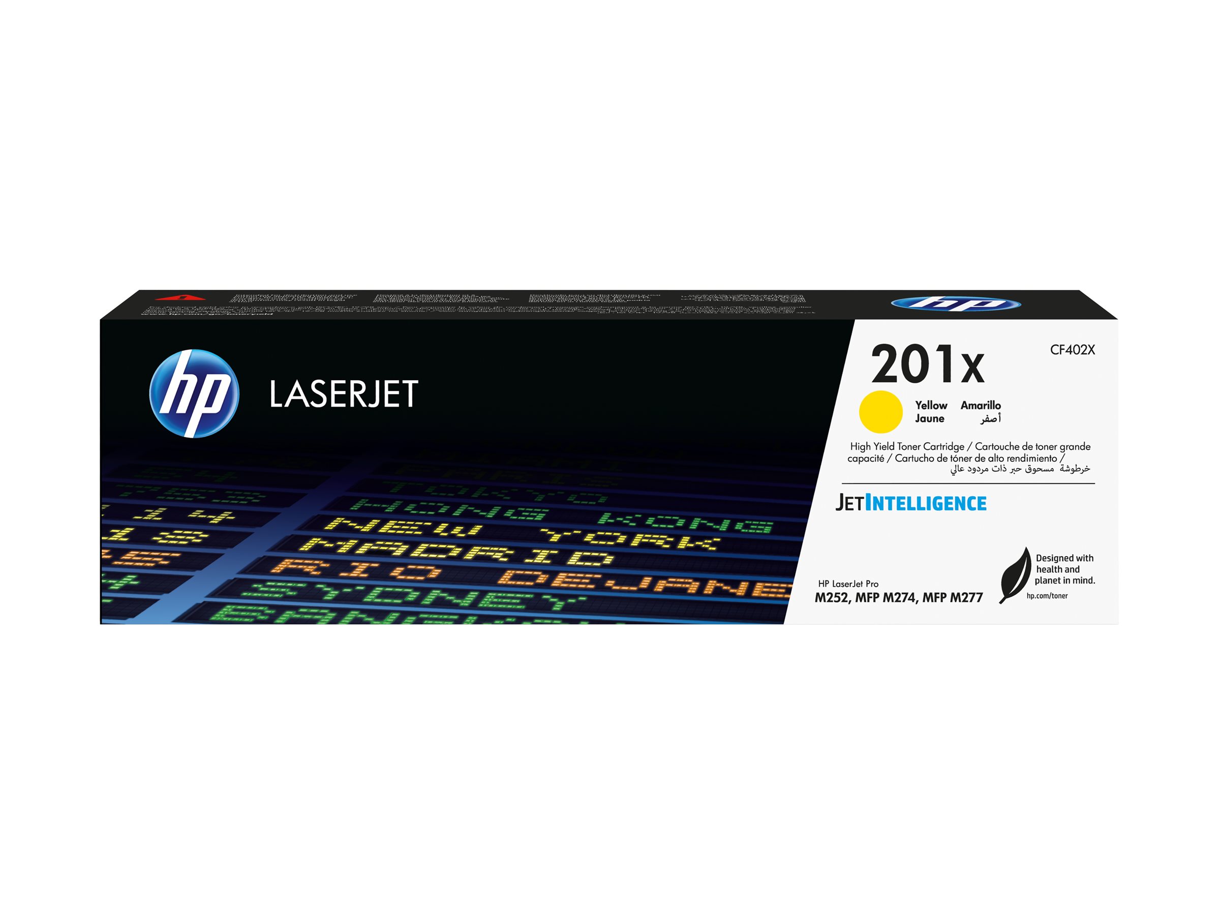 Originali HP 201X LaserJet tonerio kasetė (CF402X), geltona, didelės talpos