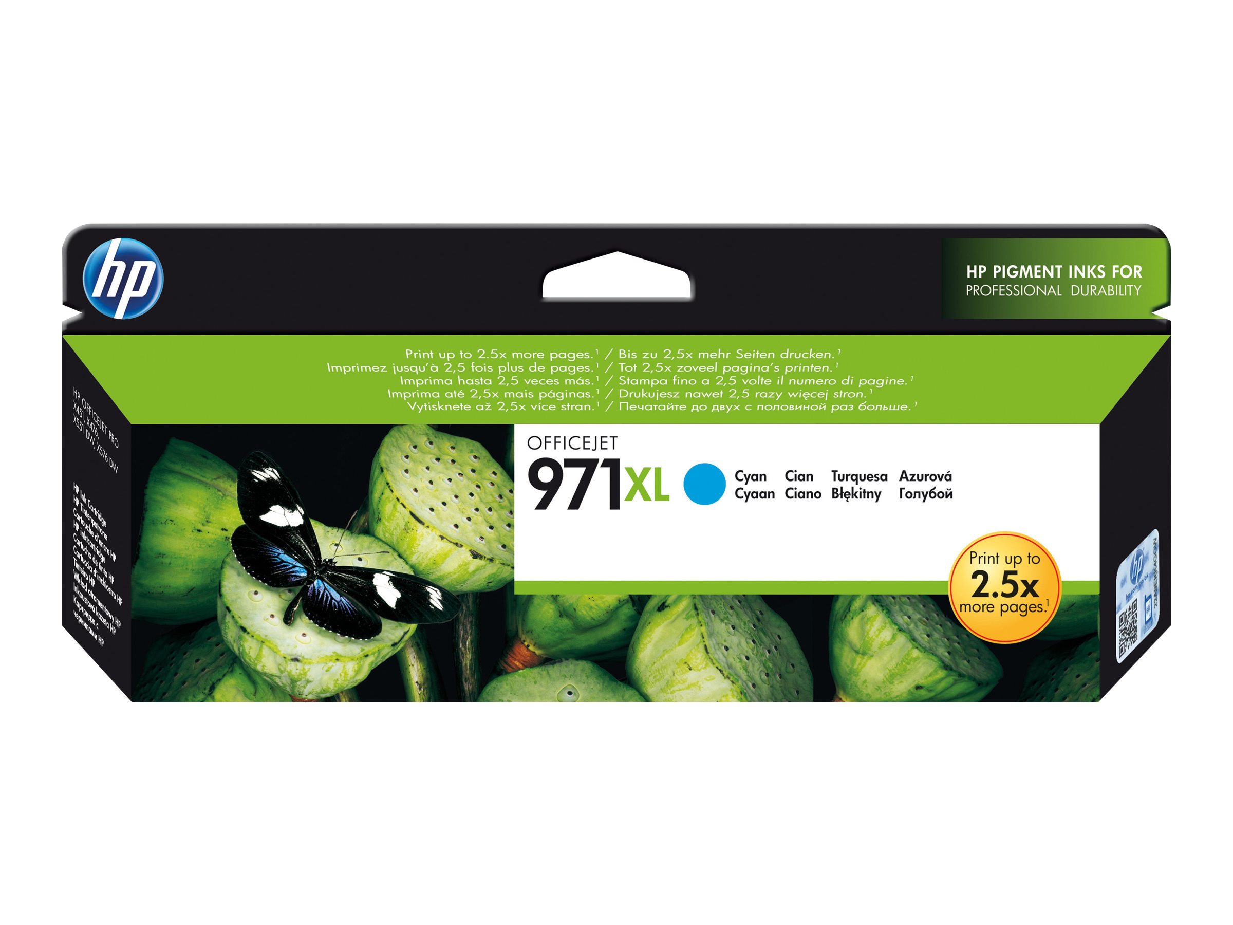 Originali HP 971XL rašalo kasetė (CN626AE), žydra, didelės talpos, skirta OfficeJet Pro X451 / X551 / X476 / X576