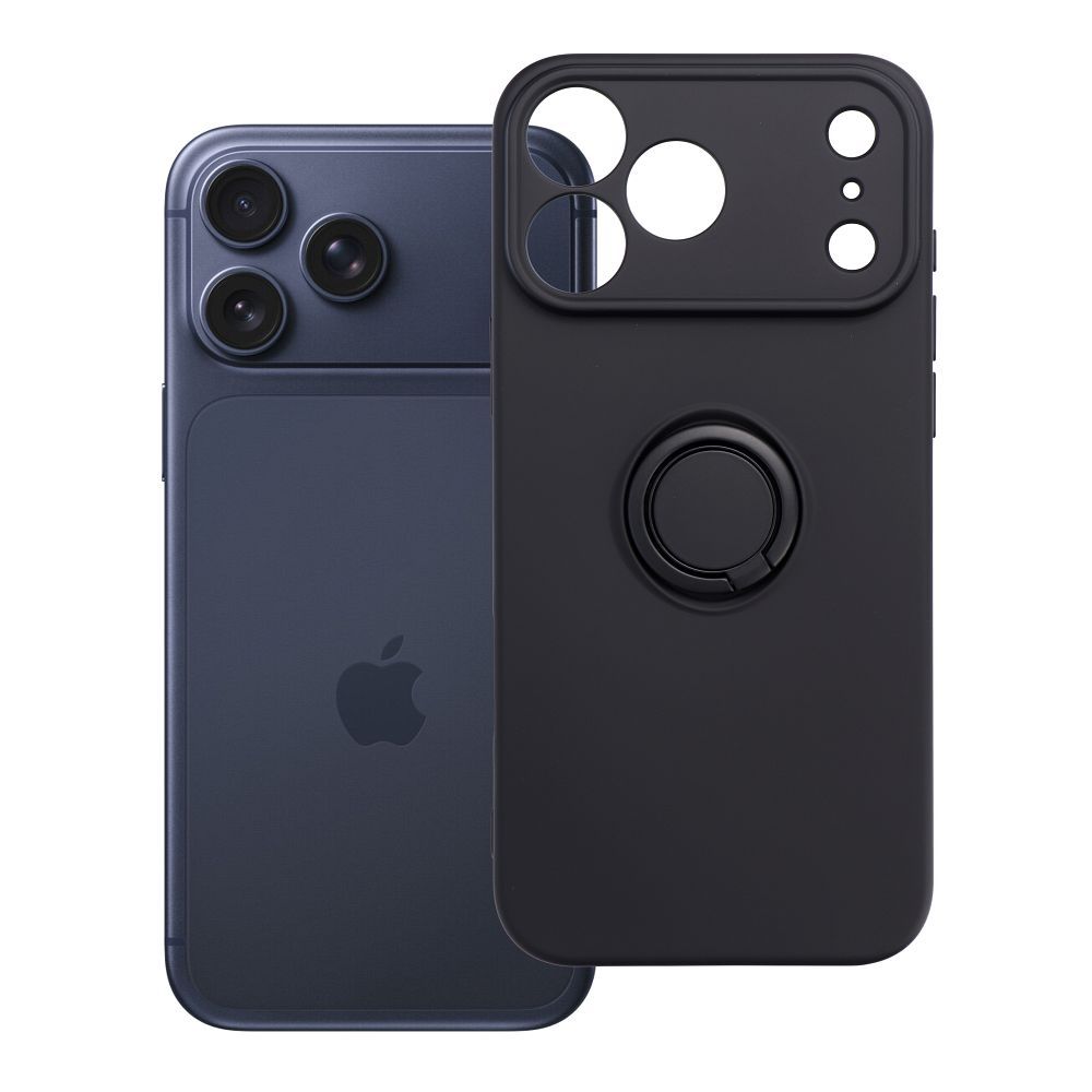 Silikoninis „Ring“ dėklas, skirtas „iPhone 17 Pro Max / 18 Pro Max“ – juodas