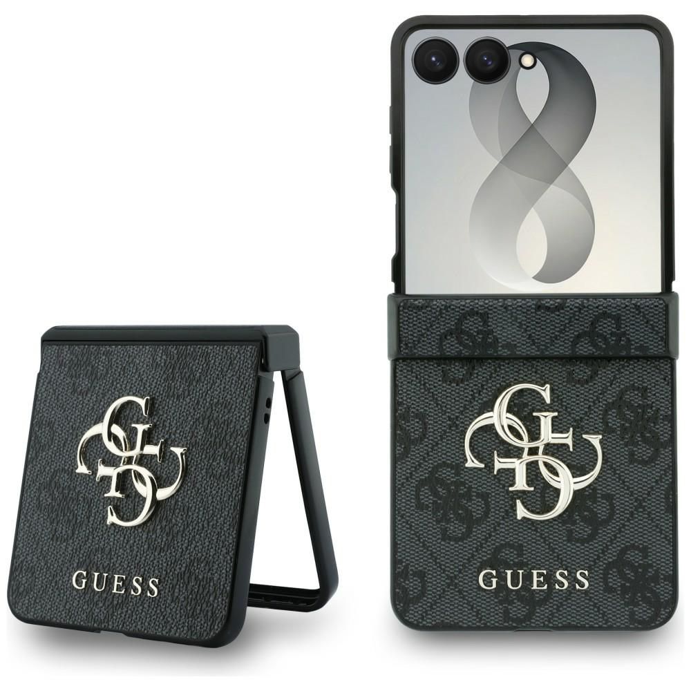 Juodas „Guess Big 4G Logo“ dėklas, skirtas „Samsung Galaxy Z Flip8“