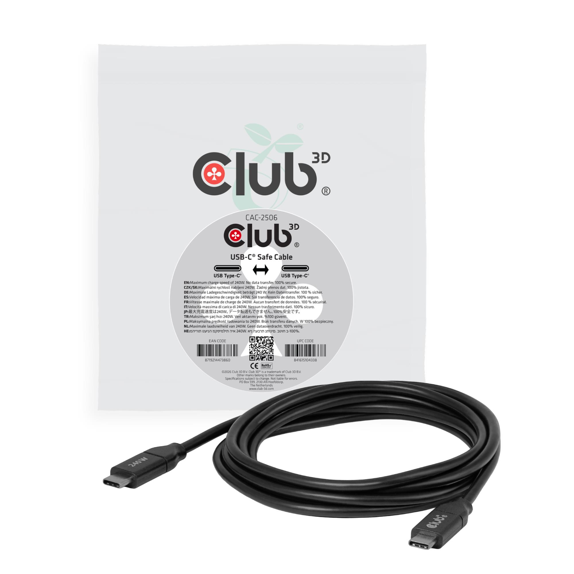 Club3D USB-C kabelis (CAC-2506) – 2 m