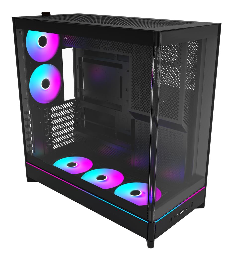 MONTECH HS02 PRO HS02PRO(B) MidiTower kompiuterio korpusas, ATX/MicroATX/MiniITX, nuimamas HDD krepšelis, skaidrus skydelis, juodas, maitinimo blokas nepridedamas
