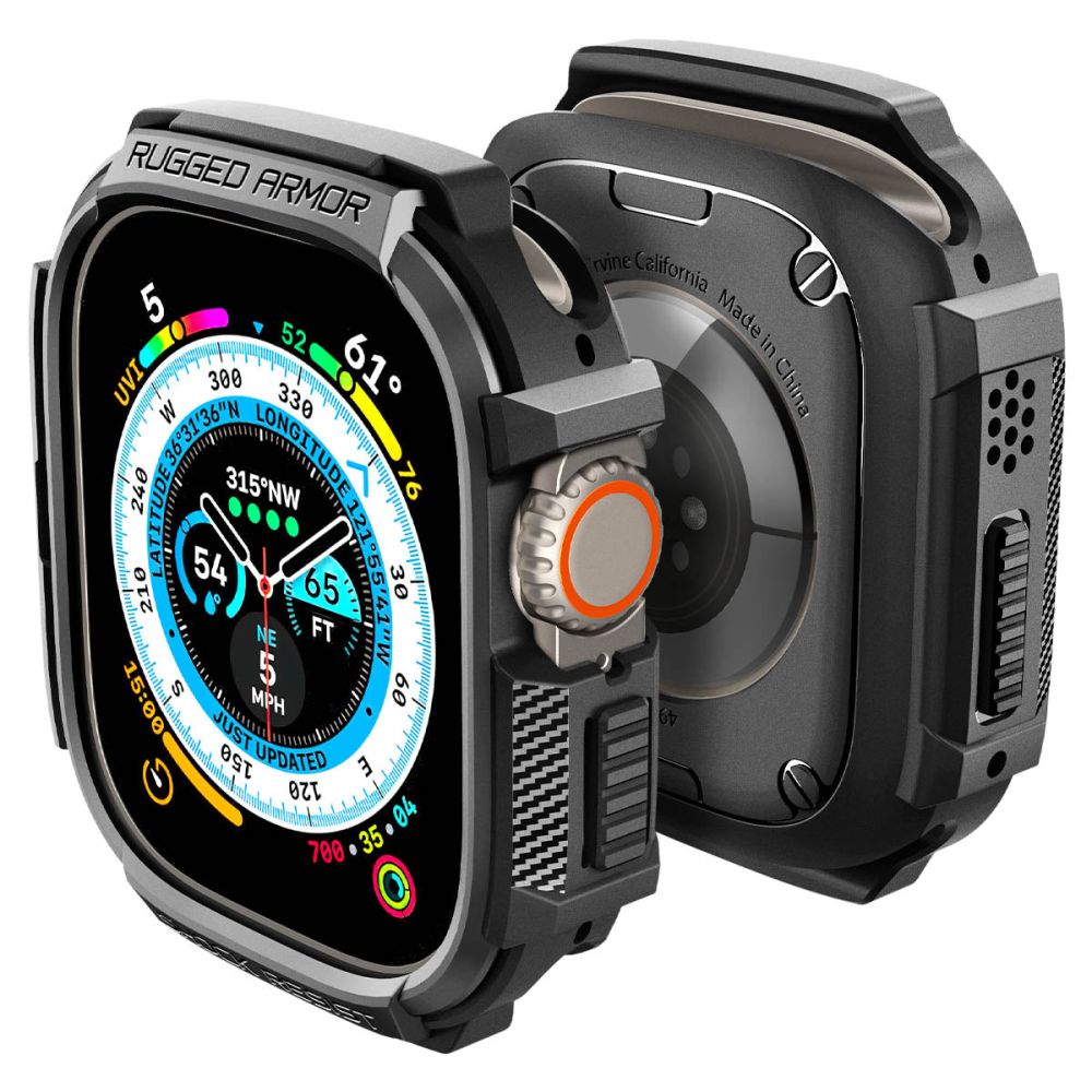 Spigen Rugged Armor dėklas, skirtas Apple Watch Ultra 49 mm, matinis juodas