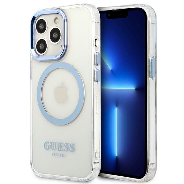 Guess GUHMP13LHTRMB iPhone 13 Pro / 13 6,1" mėlynas/mėlynas hard dėklas Metal Outline Magsafe